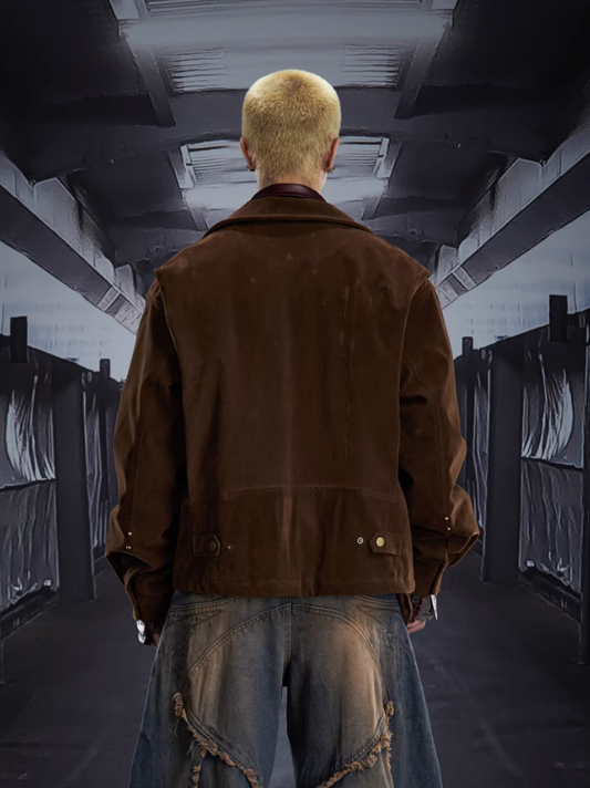 Custom Flocked Studded Statement Collar Cropped Puffer Jacket